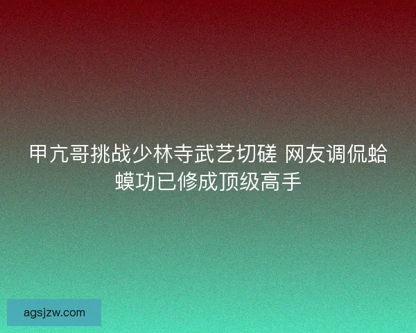 甲亢哥挑战少林寺武艺切磋 网友调侃蛤蟆功已修成顶级高手