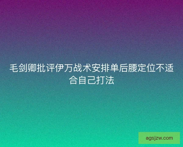 毛剑卿批评伊万战术安排单后腰定位不适合自己打法