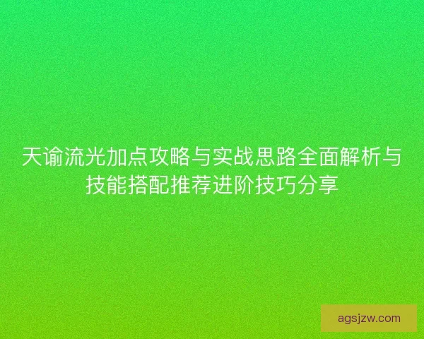 天谕流光加点攻略与实战思路全面解析与技能搭配推荐进阶技巧分享