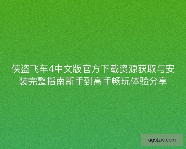 侠盗飞车4中文版官方下载资源获取与安装完整指南新手到高手畅玩体验分享