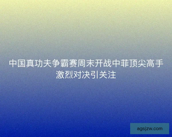 中国真功夫争霸赛周末开战中菲顶尖高手激烈对决引关注