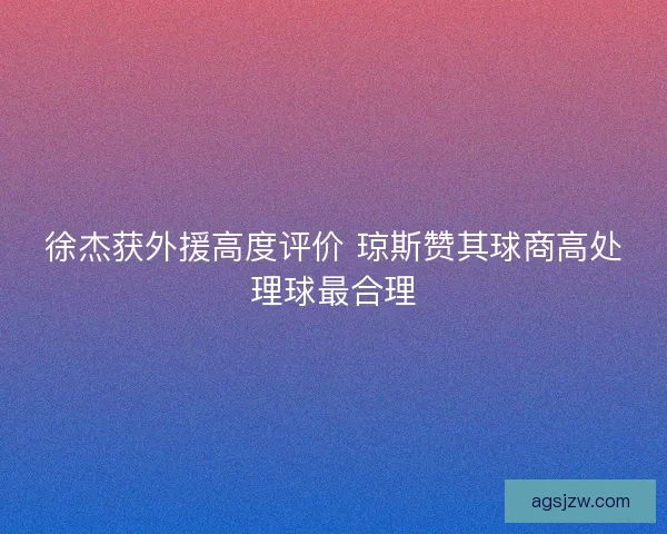 徐杰获外援高度评价 琼斯赞其球商高处理球最合理